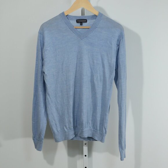 Hart Schaffner Marx Men’s Merino Wool Sweater Light Blue V-Neck Pullover Size M - Picture 1 of 7